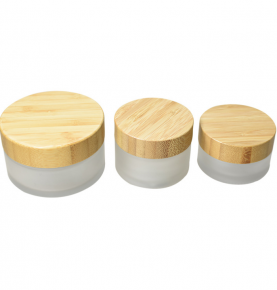 5-100g frosted bamboo covered glass JAR