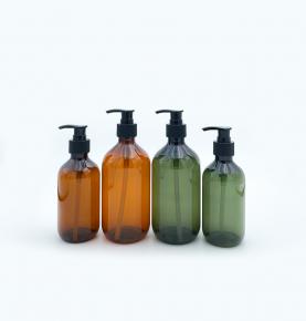 wholesale shampoo bottle amber blue green color 300ml 500ml pet pump bottles