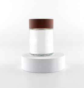 Transparent glass storage jar with bamboo lid